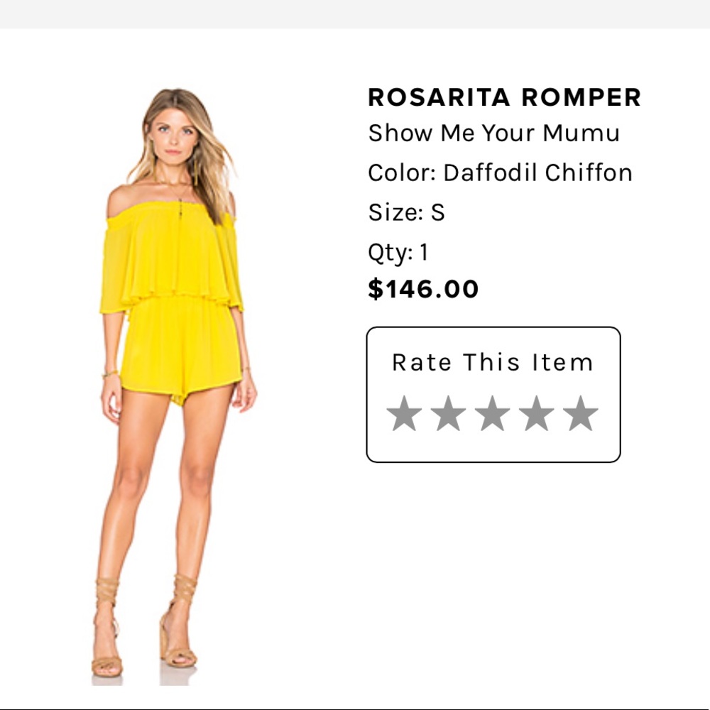 Off the shoulder daffodil yellow romper